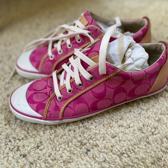 Pink Signature Coach Sneakers - Picture 1 of 8